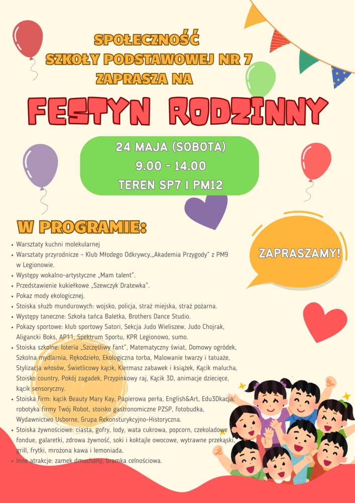 kolorowy plakat z napisami i balonami