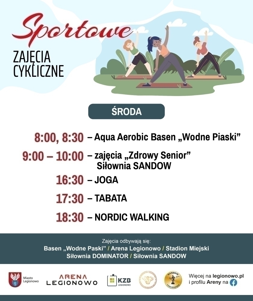 Grafika informująca o zajęciach w ramach Sportowe zajęcia cykliczne