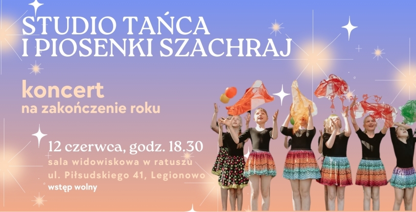 plakat w blado różowym kolorze ze zdjeciem dziewczynek w strojach tanecznych