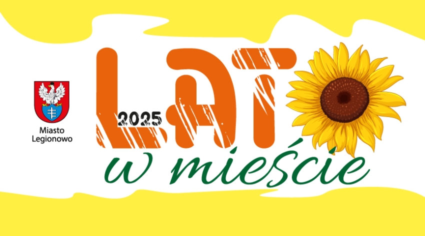 Grafika ozdobna z napisem z lato w mieście