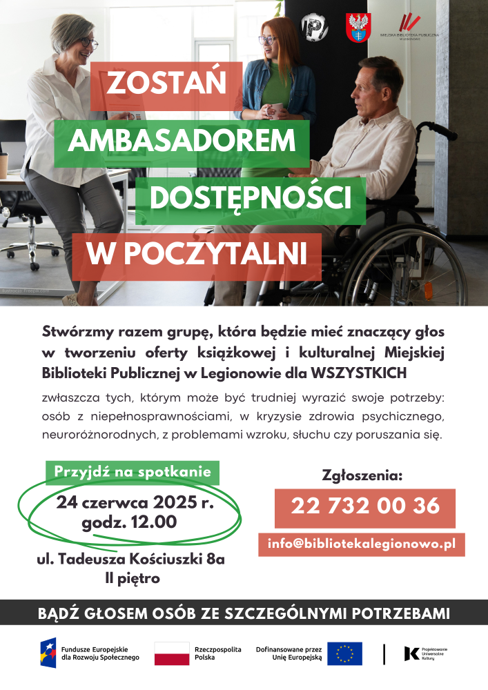 plakat informacyjny ze zdjeciem osoby niepełnosprawnej