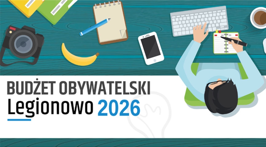 Grafika ozdobna z napisem Legionowski Budżet Obywatelski