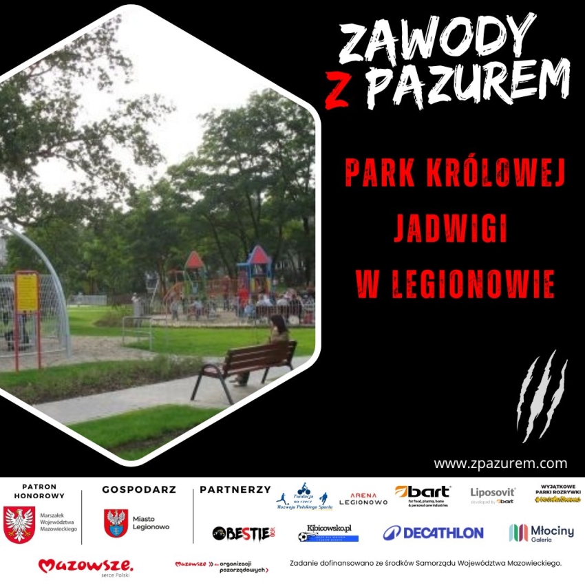 Grafika ozdobna z napisem zawody z pazurem