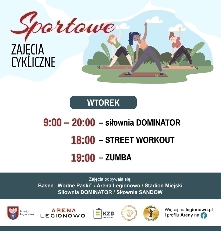 Grafika informująca o zajęciach w ramach Sportowe zajęcia cykliczne
