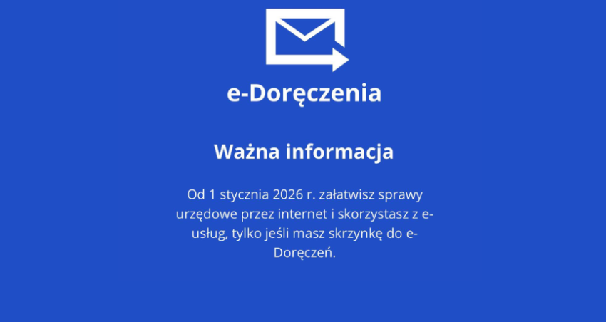 niebieskie tło, białe napisy