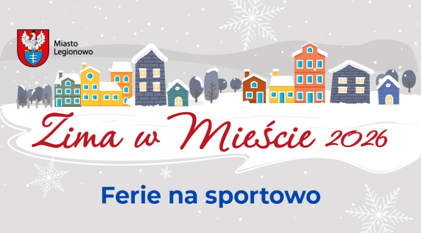 Grafika ozdobna z napisem ferie na sportowo