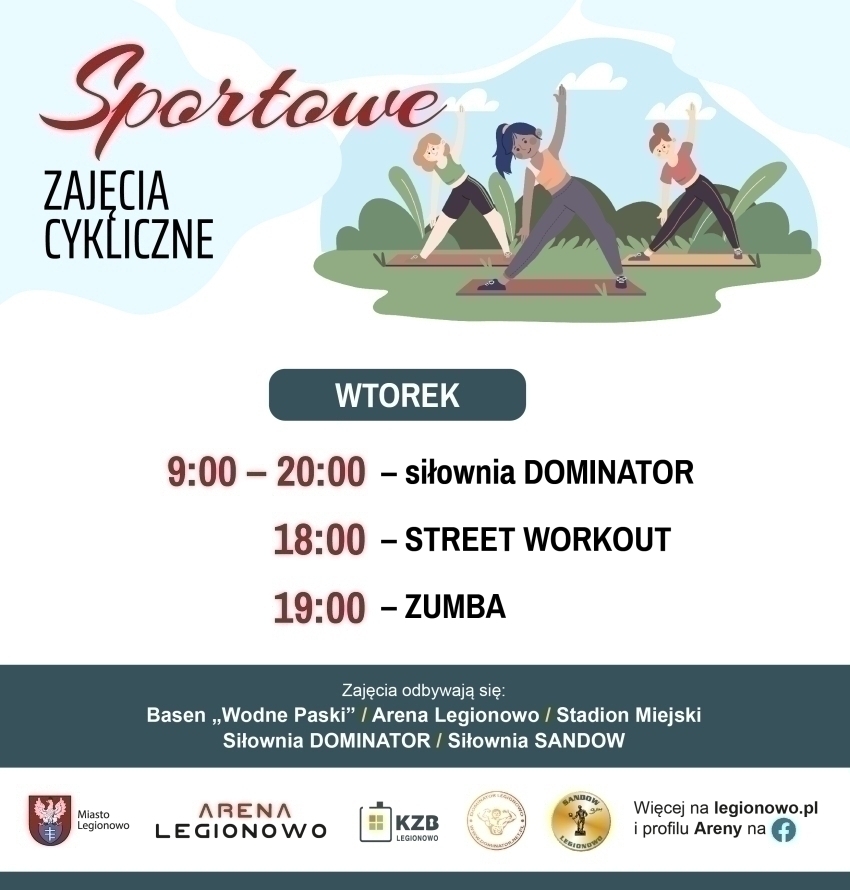 Grafika informująca o zajęciach w ramach Sportowe zajęcia cykliczne