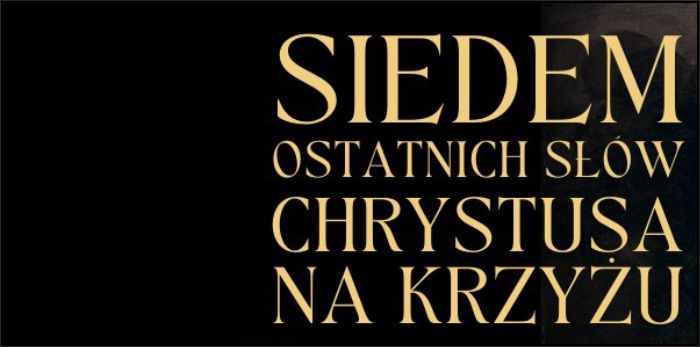 plakat czarne tło, a na nim napis - tytuł wydarzenia w kolorze złotym