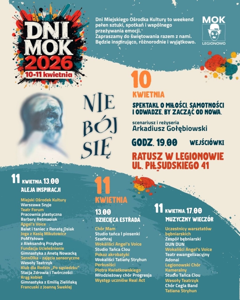 plakat niebiesko zielony z opisem wydarzenia