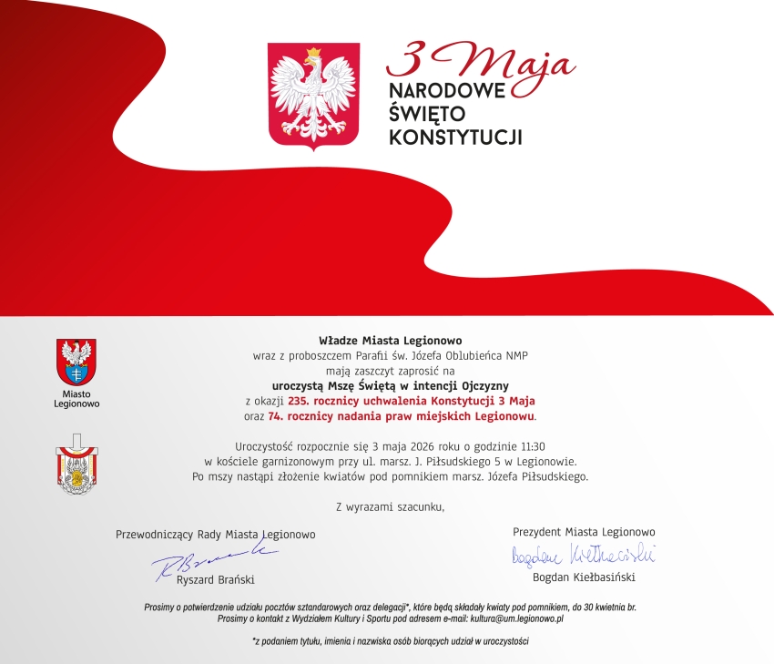 plakat na górnej części flaga biało czerwona na dolnej części na szarym tle opis wydarzenia