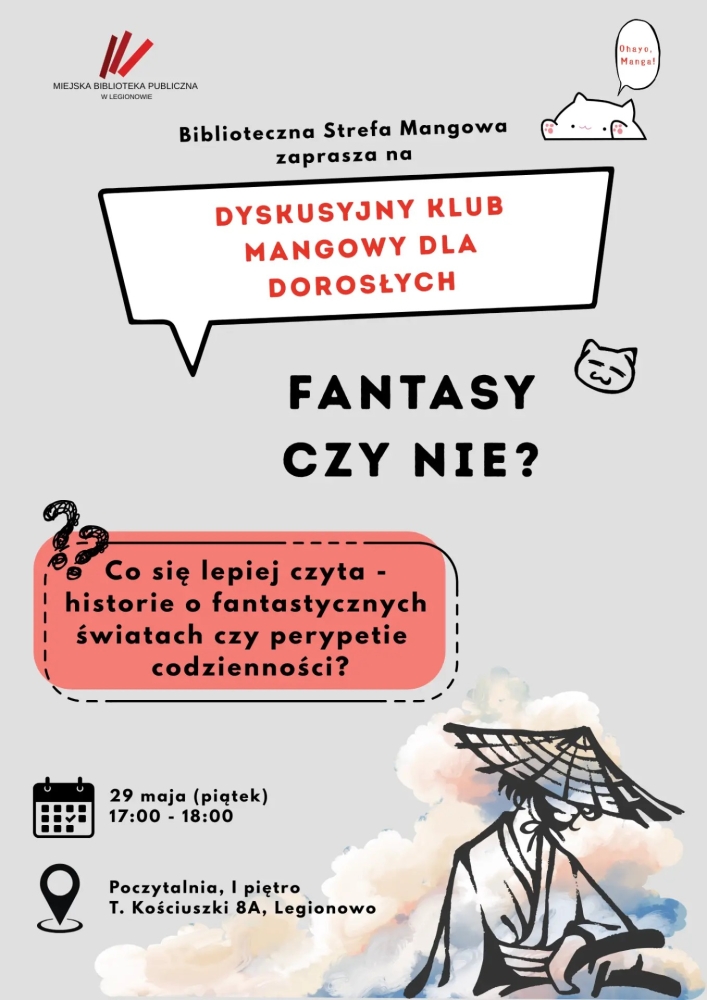 plakat szare tło i opis wydarzenia, czarne i czerwone napisy