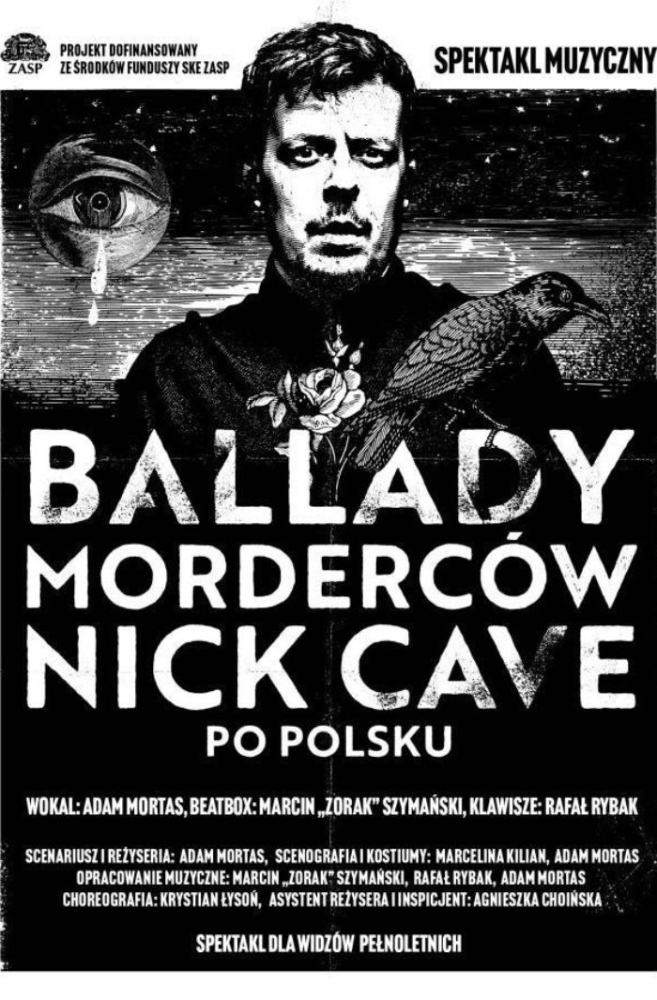 plakat czarne tło i opis wydarzenia w białym kolorze