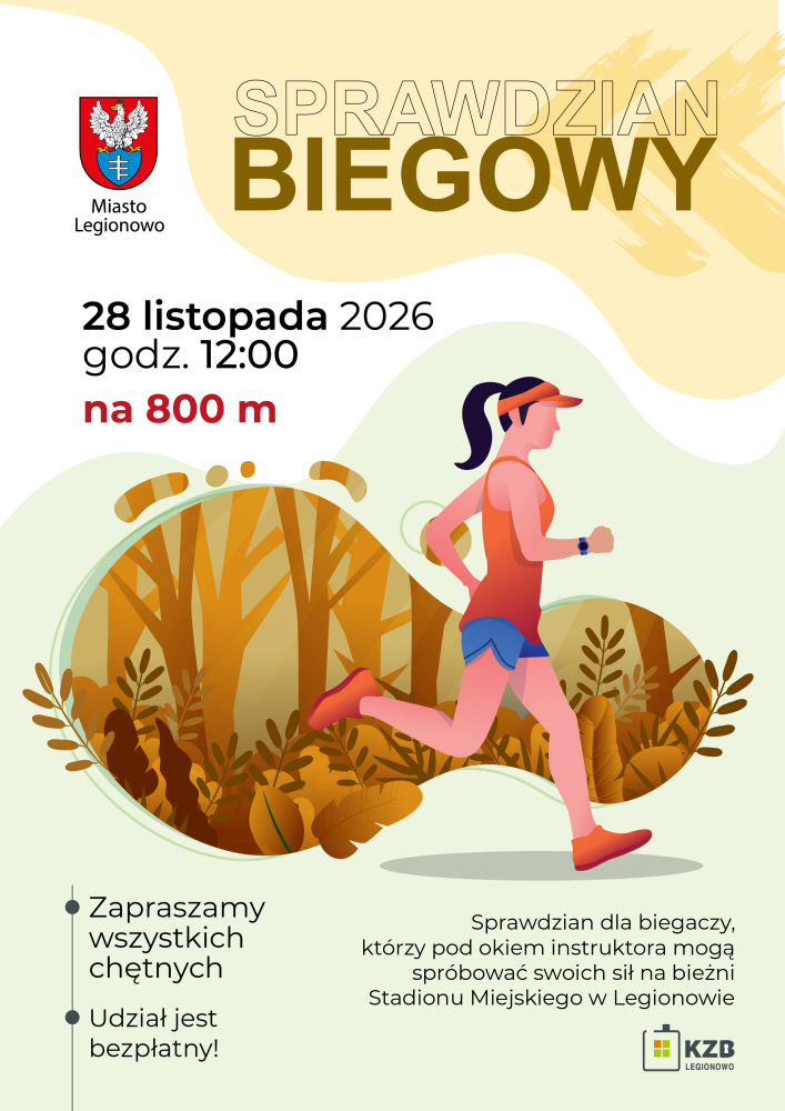 Grafika ozdobna z napisem sprawdzian biegowy