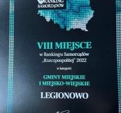 Zdjęcie dyplomu - Legionowo w XVIII edycji Rankingu Samorządów według Rzeczpospolitej.