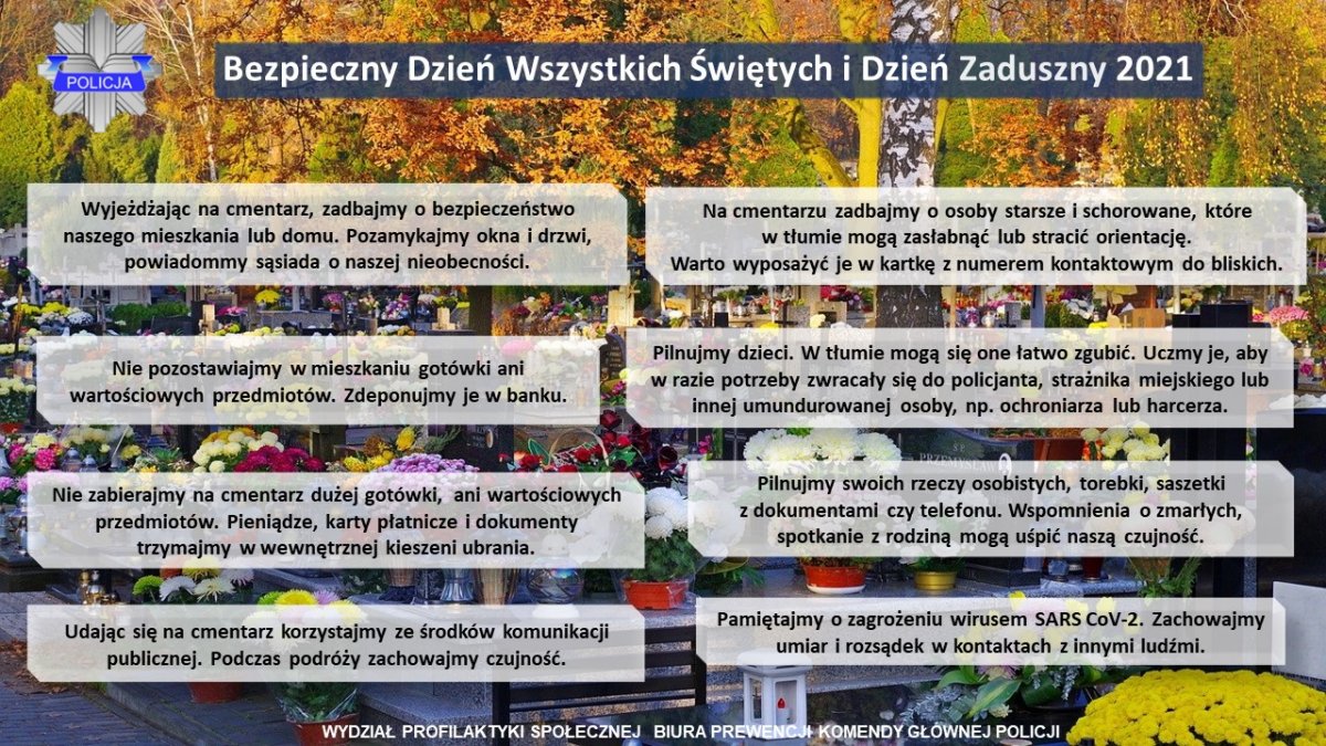 Wskazówki co robić, żeby Dzień Wszystkich Świętych i Dzień Zaduszny 2021 był bezpieczny