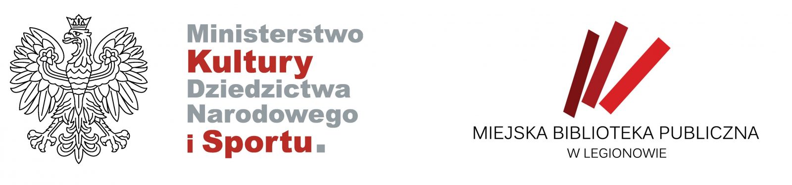 Loga Ministerstwa Kultury, Dziedzictwa Narodowego i Sportu oraz Miejskiej Biblioteki Publicznej w Legionowie