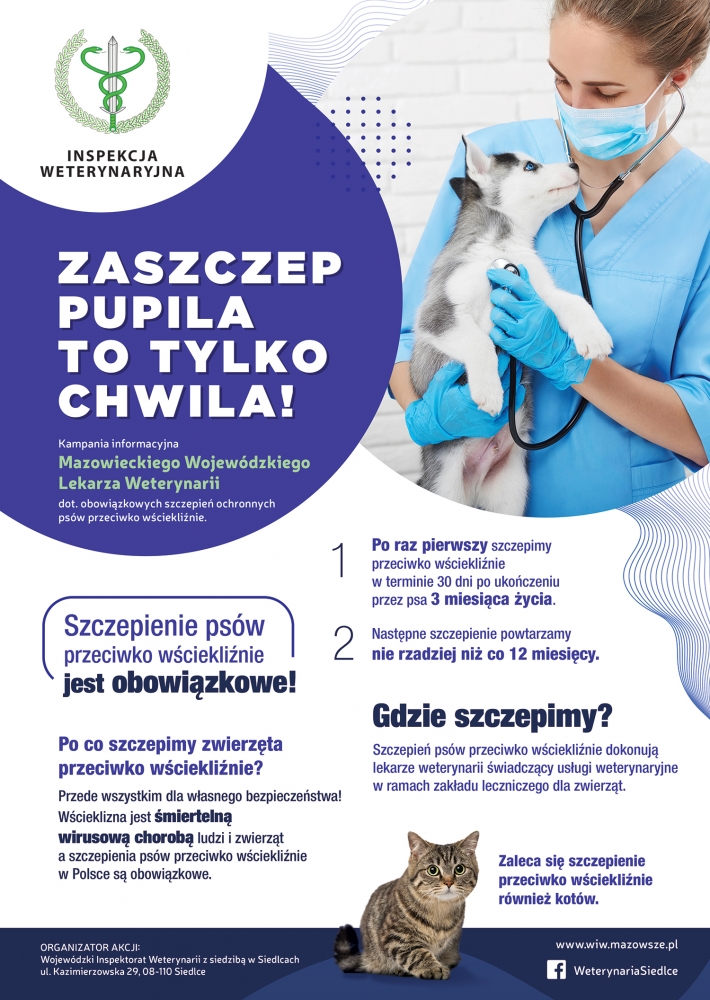 Plakat promujący akcję - zaszczep pupila to tylko chwila