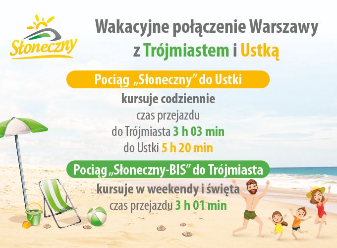 Informacja o połączeniach Warszawy z Trójmiastem i Ustką