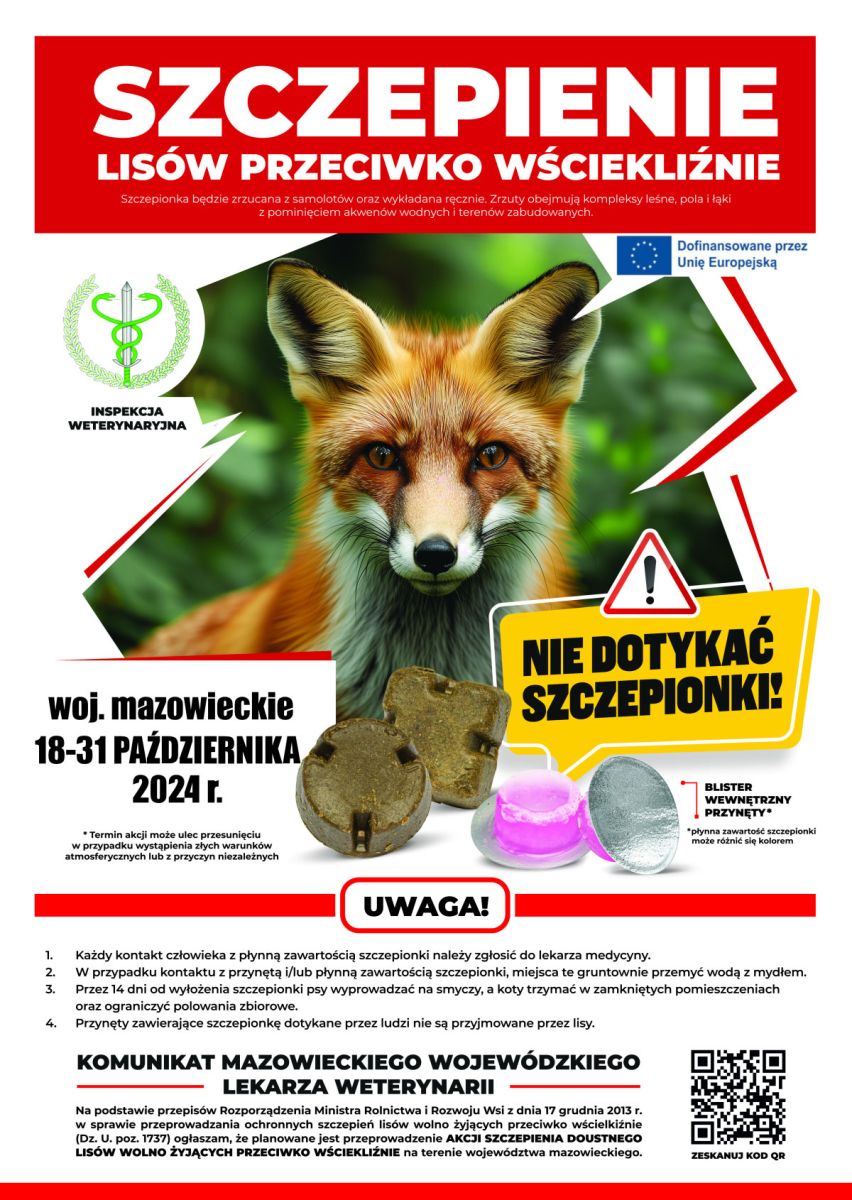 plakat informujący o akcji szczepienia lisów