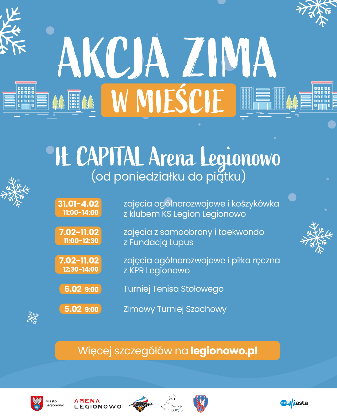Plakat Akcji Zima w mieście - Arena Legionowo